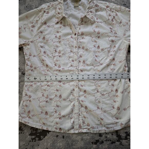 Horny Toad Organic Cotton Embroidered Button Down Large Boho Cottagecore Paisley - Picture 10 of 14